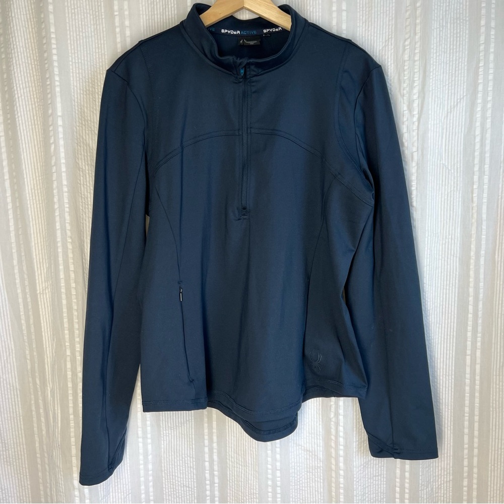 Spyder Womens Active Long Sleeve 1/4 Zip Pullover Tech Navy Size X-Large